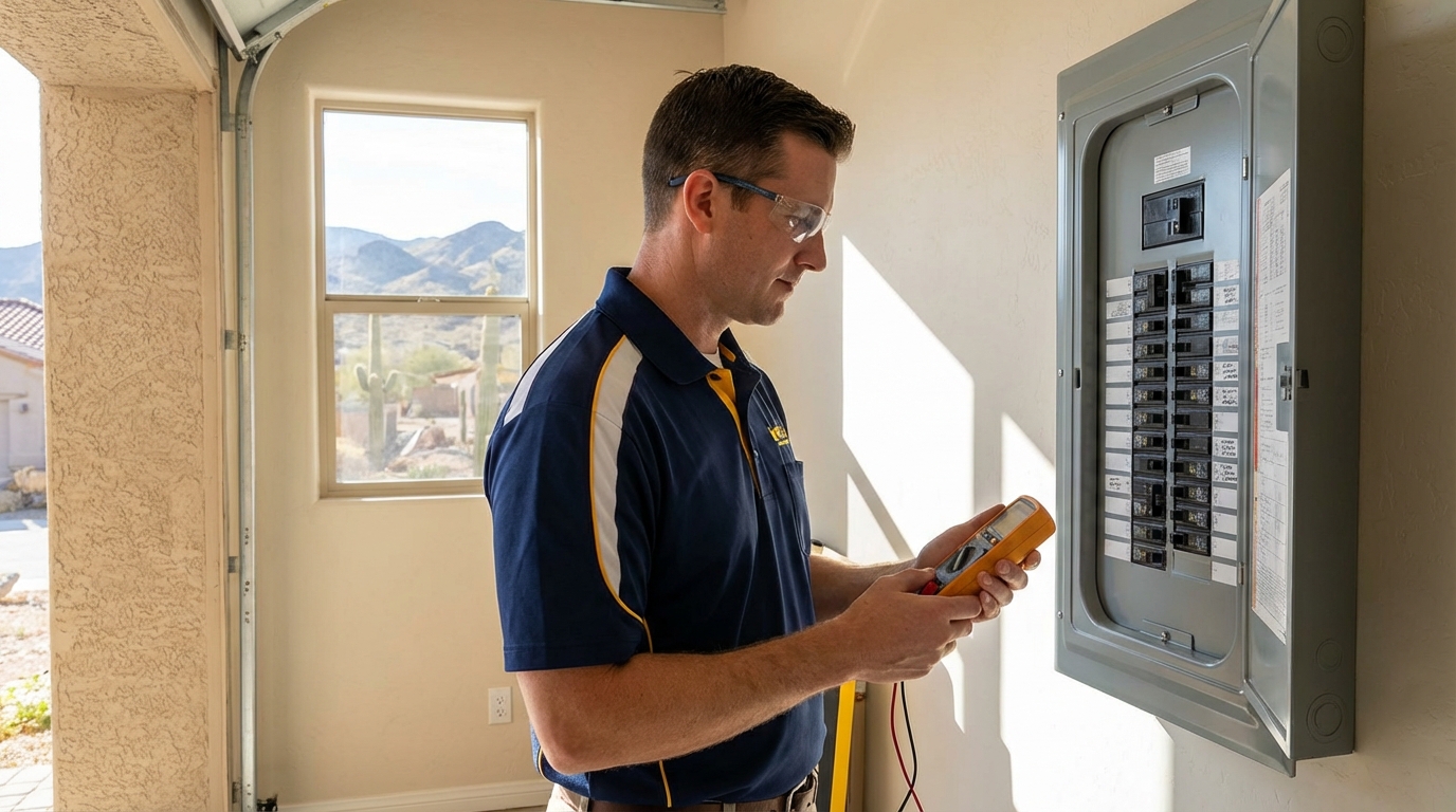Licensed electrician from Goodkin Electric performing professional electrical services in Bullhead City Arizona
