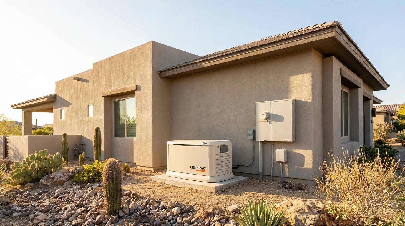 Generac generator installation at a Bullhead City home by Goodkin Electric for reliable summer backup power.