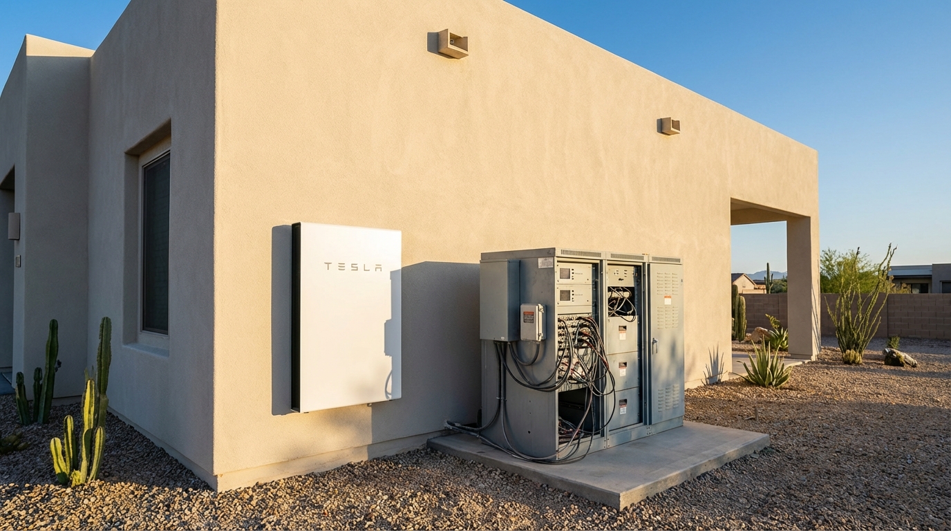 Tesla Powerwall 3 installation in Bullhead City by Goodkin Electric, showing the compact home battery design.